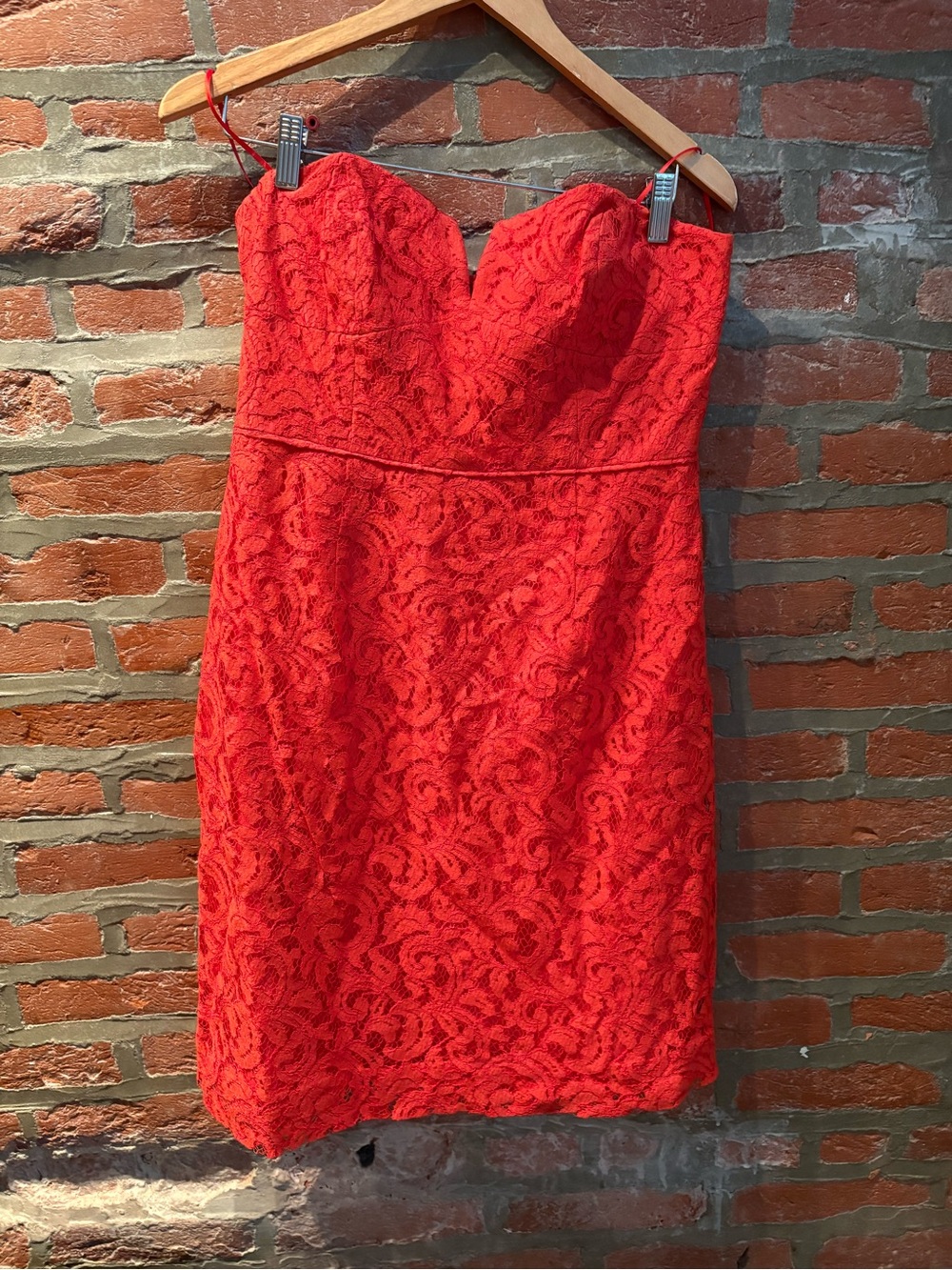 J. Crew Red Strapless Lace Sweetheart Dress